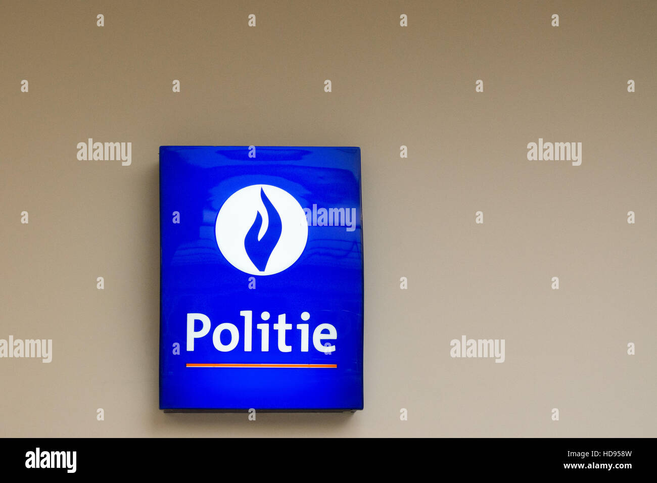 Politie - Belgian Police - station sign in Bruges, Belgium Stock Photo ...