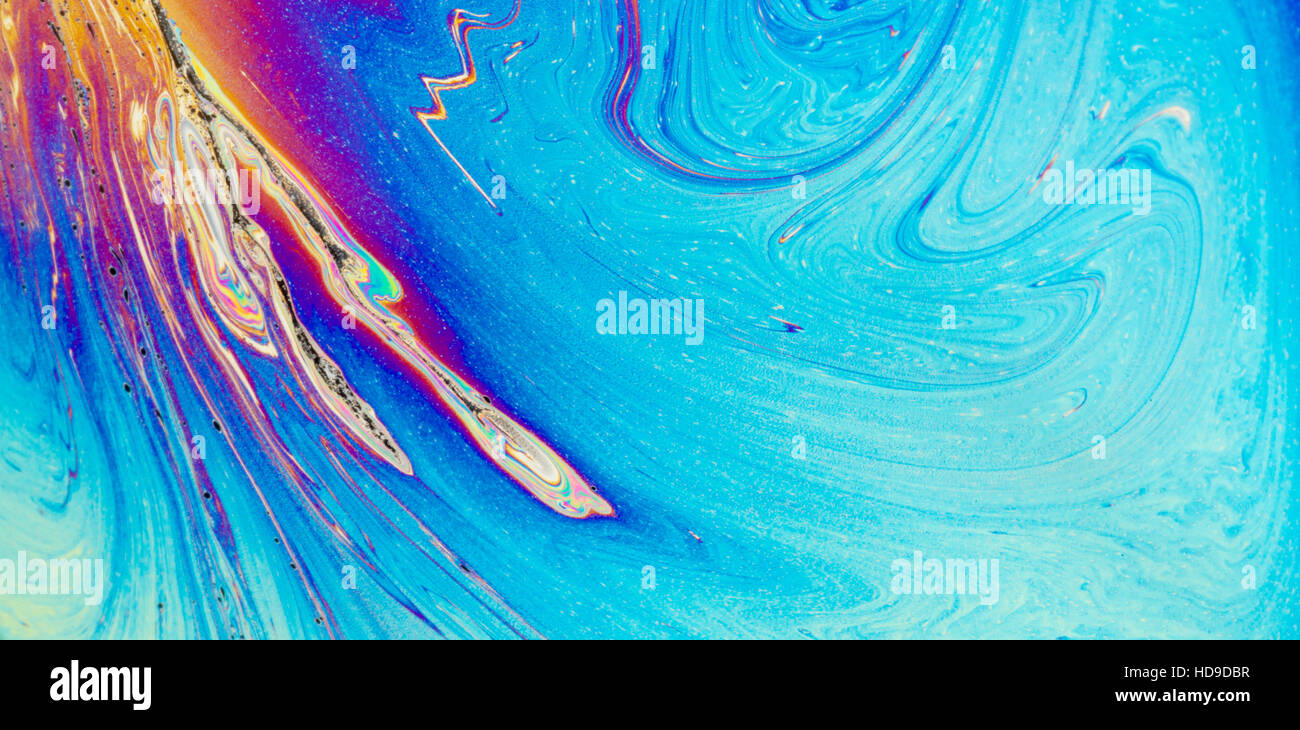 Colourful pattern made by interference in a soap film Stock Photo