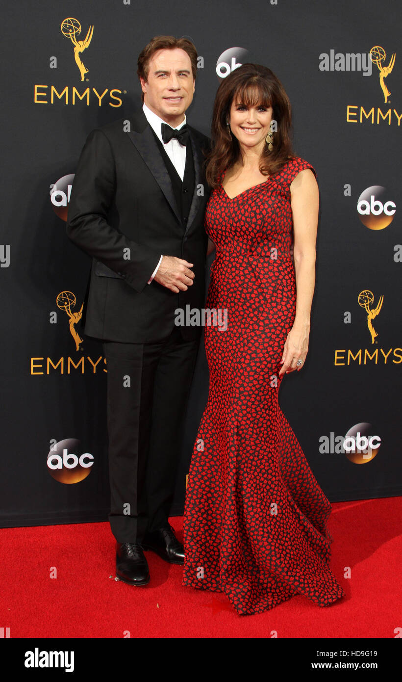 68th Emmy Awards held at the Microsoft Theater - Arrivals  Featuring: John Travolta, Wife Kelly Preston Where: Los Angeles, California, United States When: 18 Sep 2016 Stock Photo