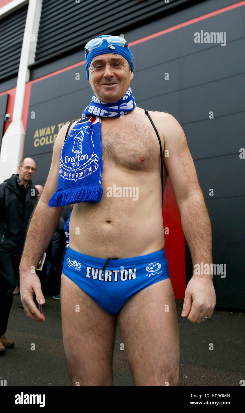 Everton fan Speedo Mick during the Premier League match at Vicarage Road,  Watford Stock Photo - Alamy