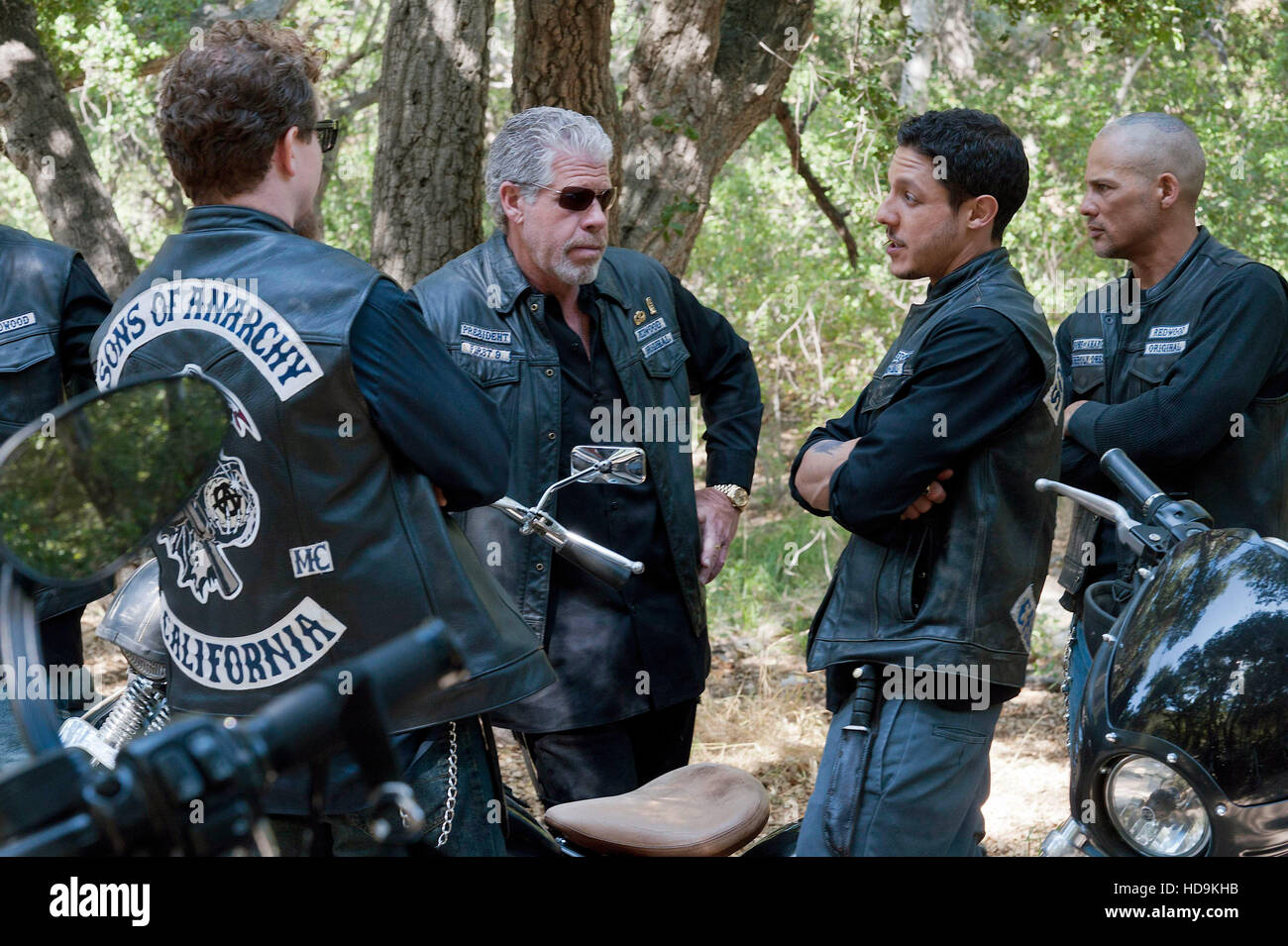 SONS OF ANARCHY, Ron Perlman (center), Theo Rossi (2nd from right