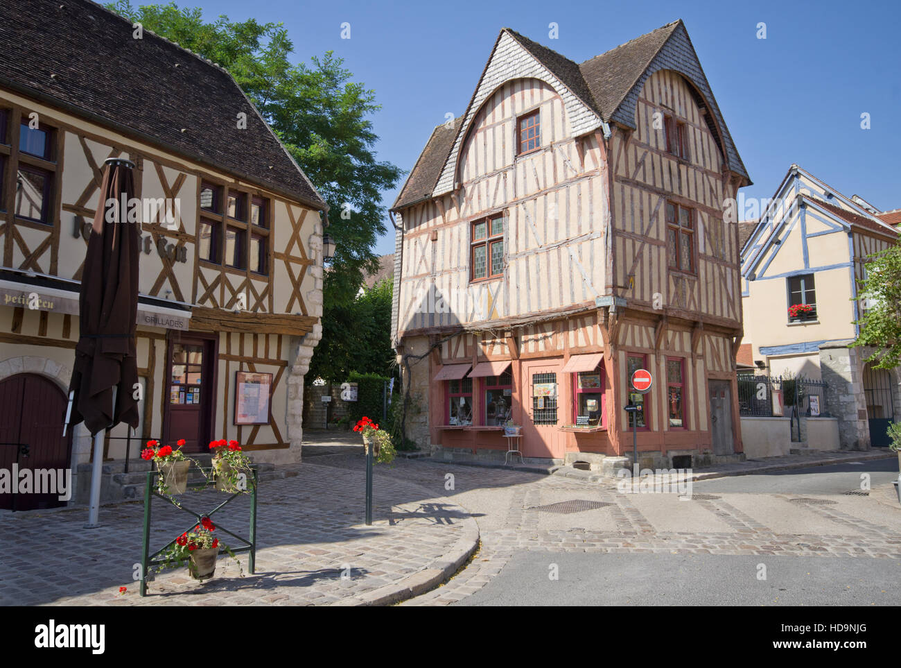 Timber framed buildings Provins Stock Photo