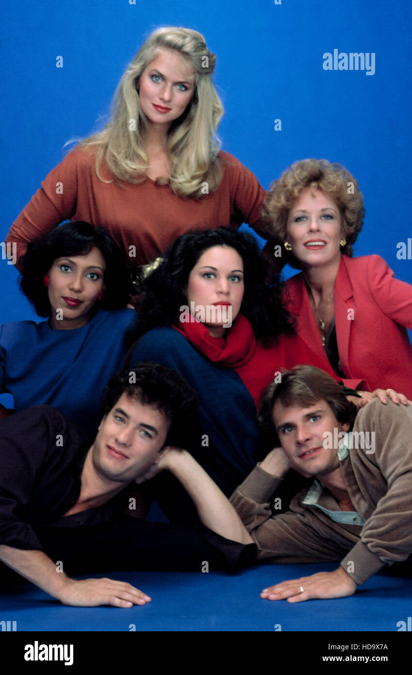 BOSOM BUDDIES, (clockwise): Tom Hanks, Telma Hopkins, Donna Dixon, Wendie Jo Sperber, Holland Taylor, Peter Scolari, 1980-82 Stock Photo