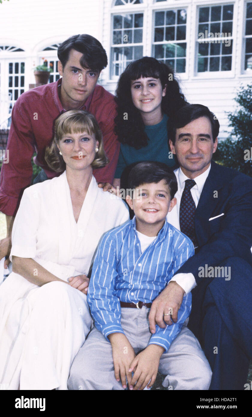 I'LL FLY AWAY, seated from left: Deborah Hedwall, John Aaron Bennett, Sam  Waterston, standing from left: Jeremy London, Ashlee Stock Photo - Alamy
