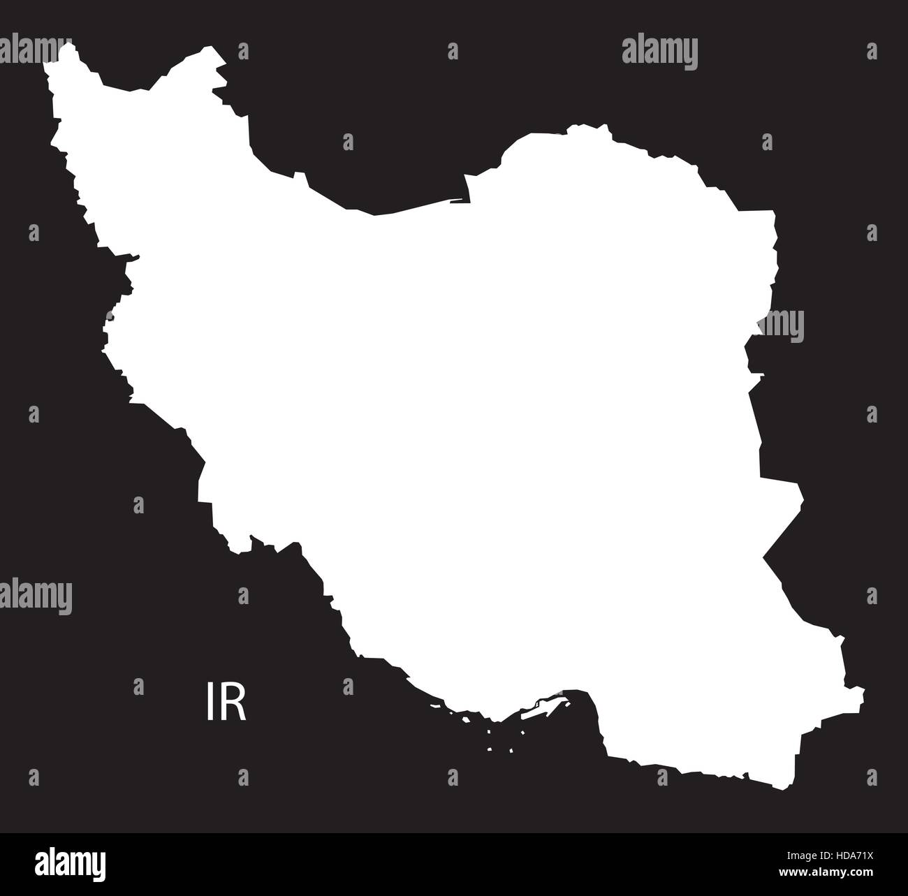 Iran Map black and white illustration Stock Vector