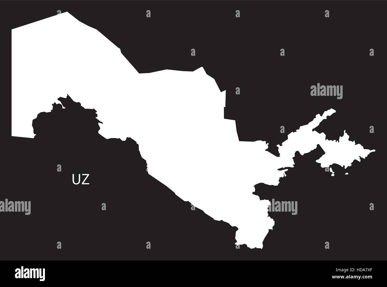 Uzbekistan Map black and white illustration Stock Vector