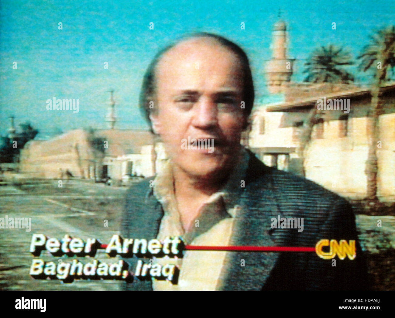 CNN NEWS, News Correspondent Peter (War in the Gulf), 1991 Stock Photo Alamy