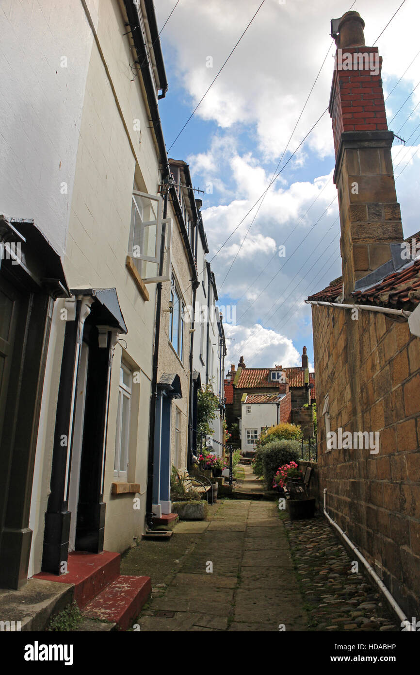 Robin Hoods Bay village street and houses Stock Photo Alamy