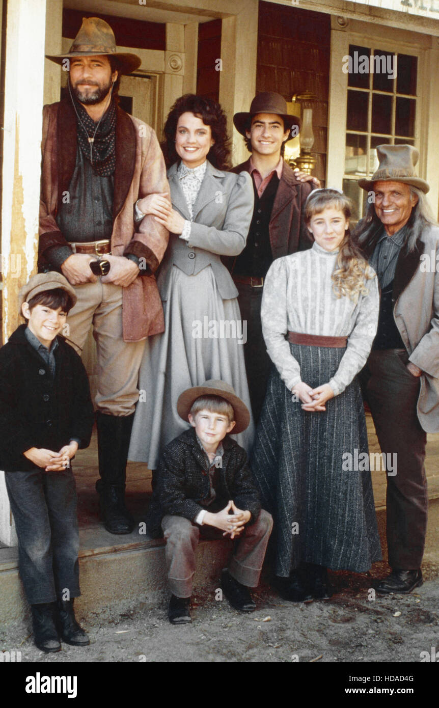 GUNS OF PARADISE, clockwise from top: Lee Horsley, Sigrid Thornton