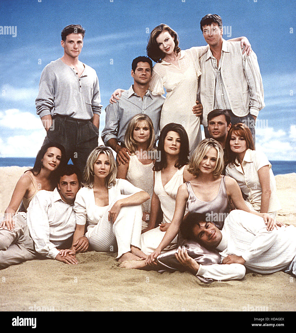 MELROSE PLACE, (top) Doug Savant, Thomas Calabro, Marcia Cross, Jack ...