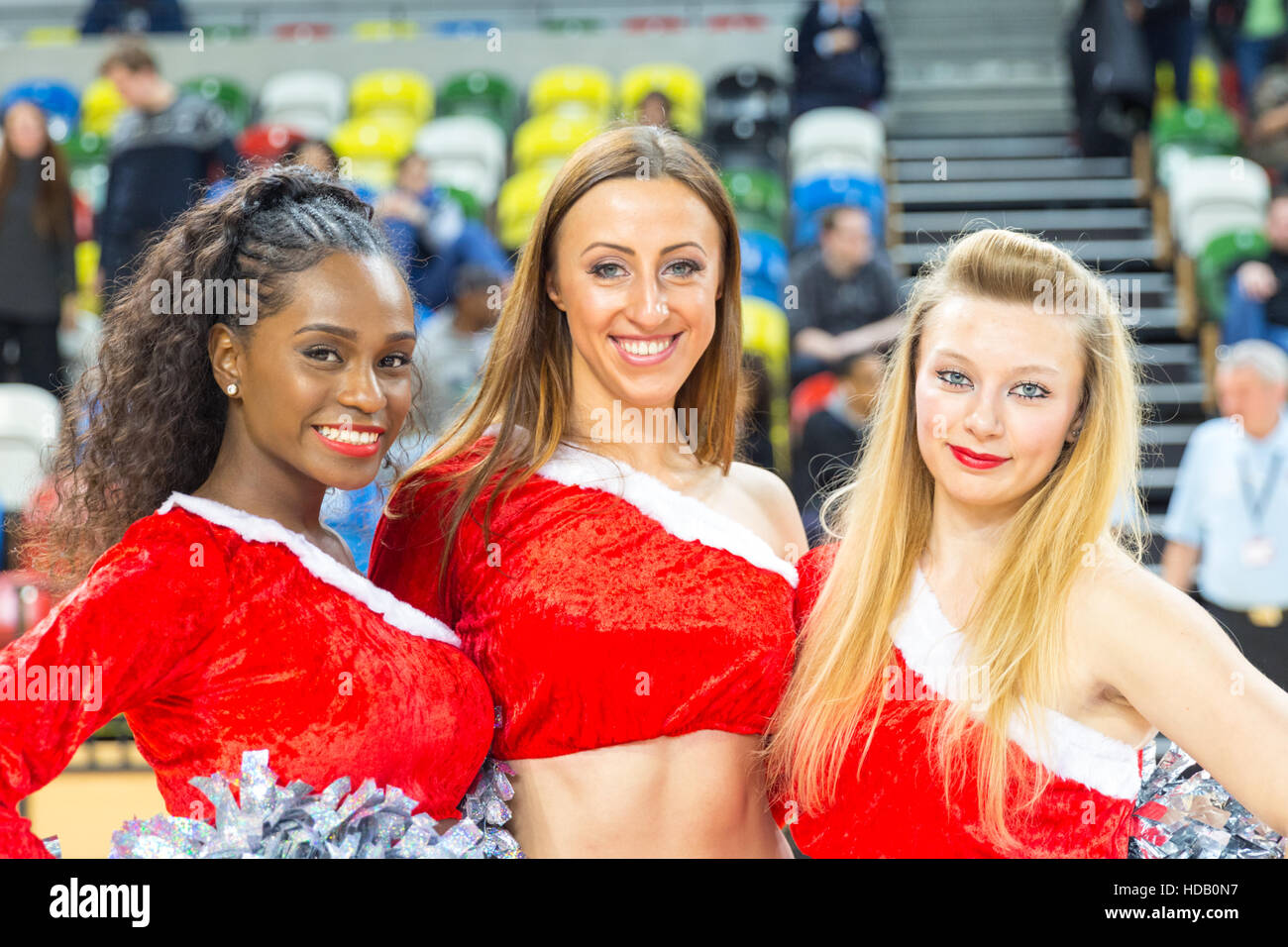 Copper Box Arena, London, UK. 11th Dec 2016. The London Lions cheerleaders entertain the crowds. Tensions run high in the BBL Cup Semi Final BBL basketball game between hosts London Lions and current league leaders Newcastle Eagles in the Olympic Park Stratford. Credit:  Imageplotter News and Sports/Alamy Live News Stock Photo