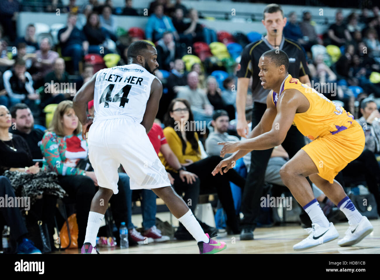 London, UK, 11 December 2016.  Newcastle Eagles beat London Lions 87 vs 80 in an exciting basketball game in the Copper box arena   Credit: pmgimaging/Alamy Live News Stock Photo