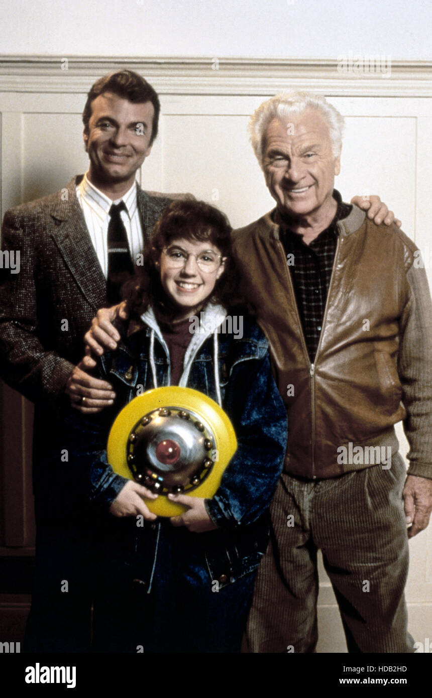 THE GIRL FROM MARS, from left: Edward Albert, Sarah Sawatsky, Eddie Albert, 1991, © Family channel/courtesy Everett Collection Stock Photo