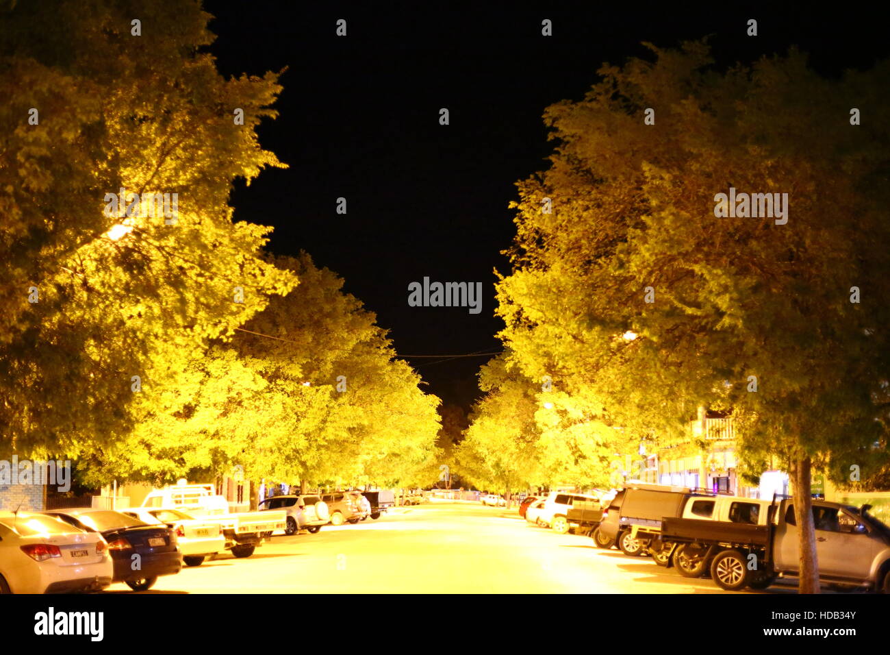Street at night in spring time Barham New South Whales Australia Stock Photo