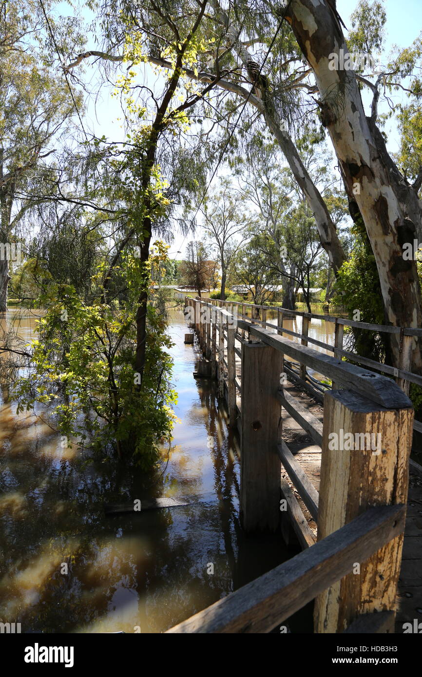 Court house walkway, flood water Moulamein New South Whales Australia Stock Photo