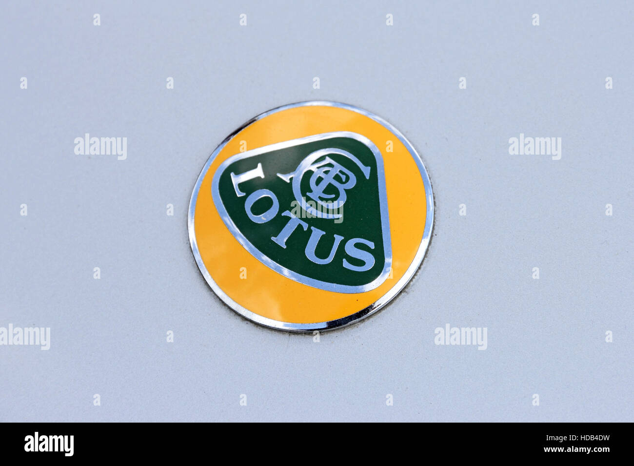 Lotus badge on Ford Lotus Cortina Stock Photo