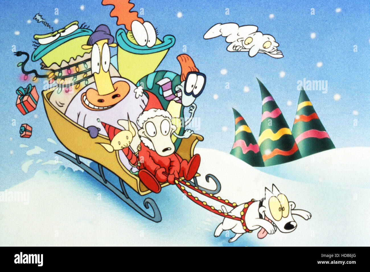 ROCKO'S MODERN LIFE, in sled rear from left Ed Bighead, Bev Bighead