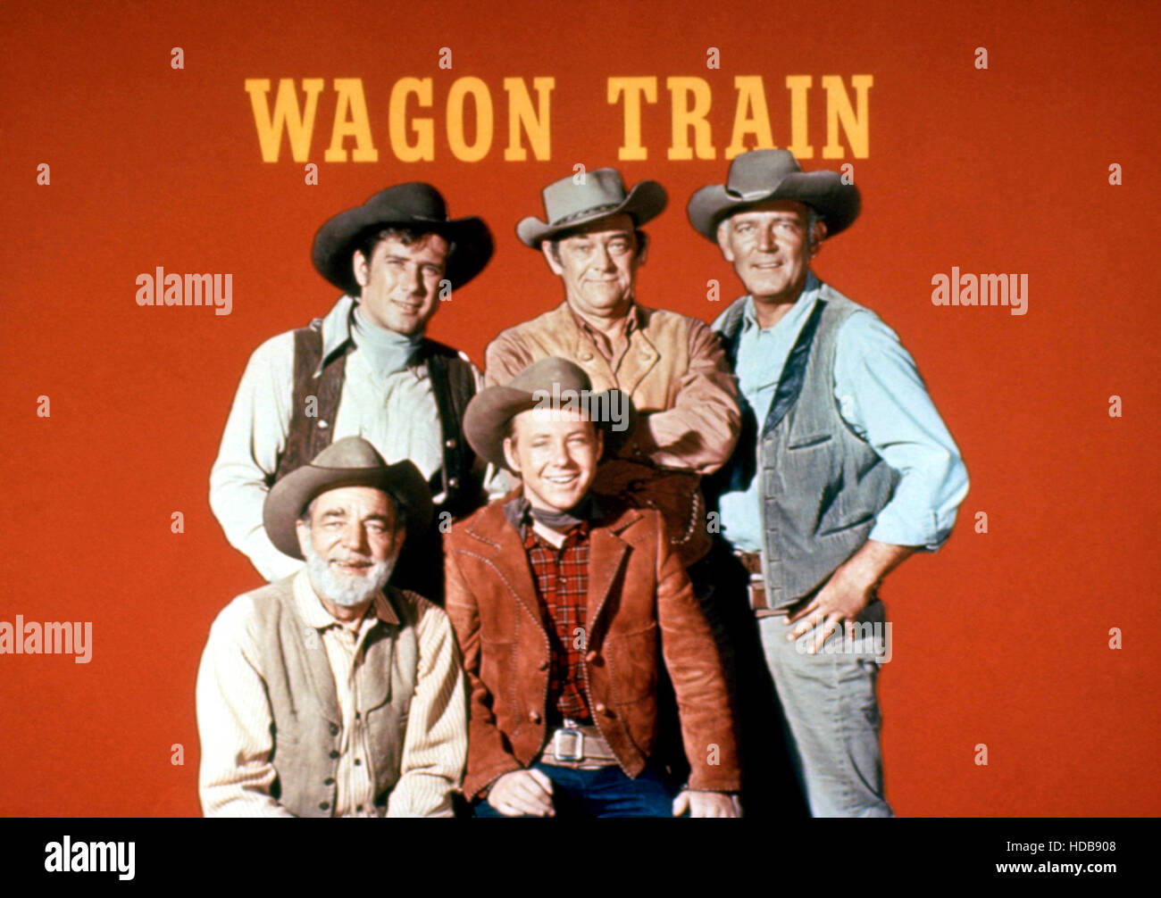 WAGON TRAIN, (back row, l to r) Robert Horton, John McIntire, Terry