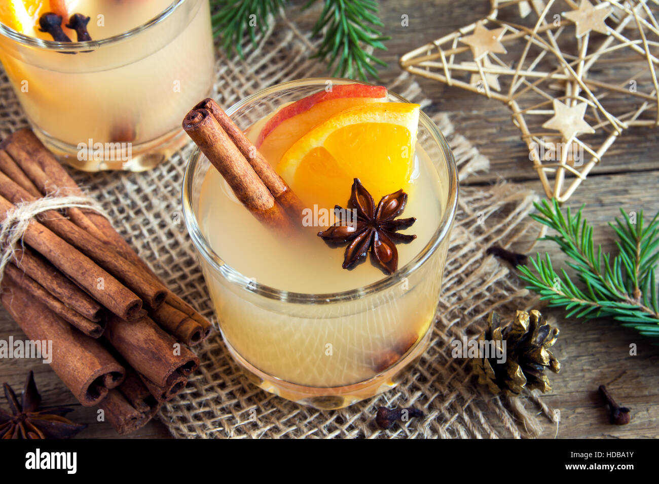 Hot toddy drink (apple orange rum punch) for Christmas and winter