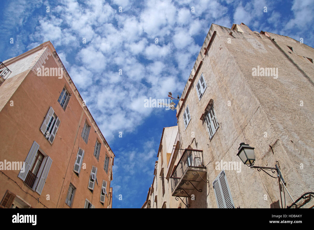 Colorful facades of old houses tradicional italy construction Stock Photo
