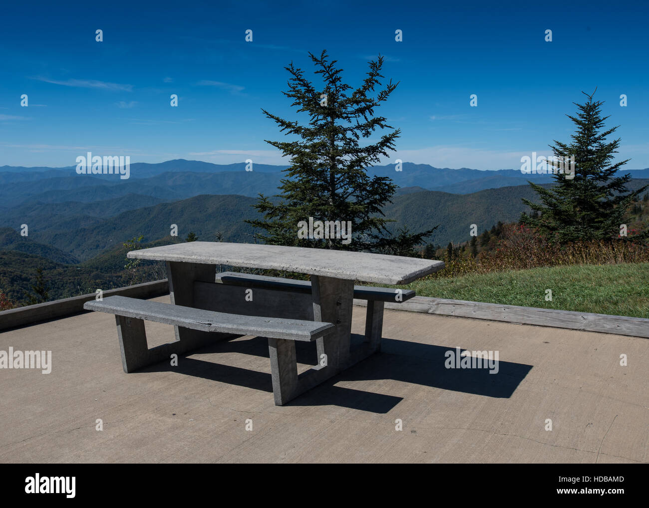 Handicapped Picnic Table at wayside on the Blue Ridge Parkway Stock