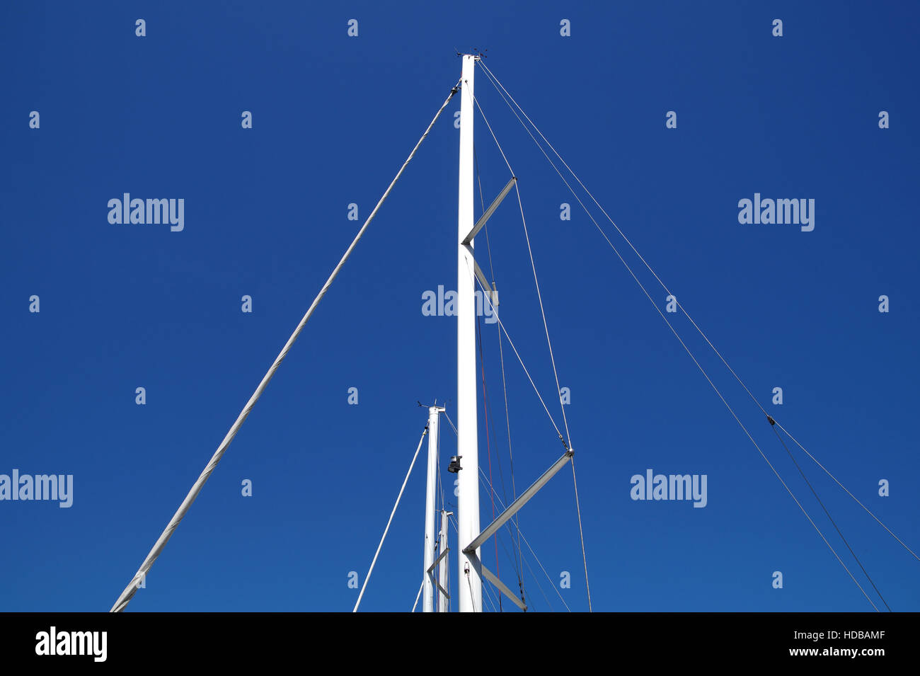 Nautical part of a yacht with cords, rigging, sail, mast, anchor, knots