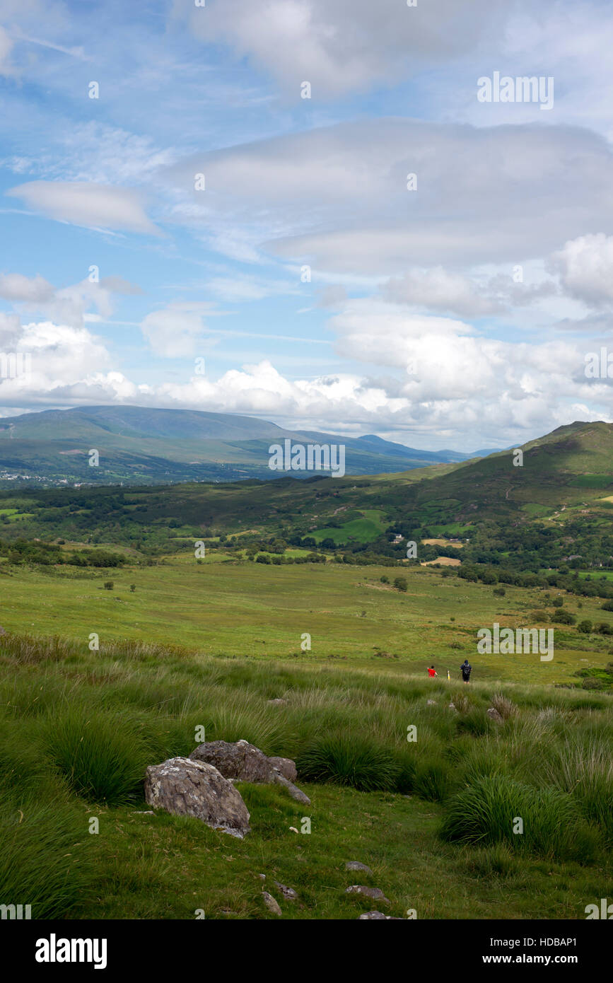 mountain view with hikers from the kerry way walk in ireland Stock Photo Alamy