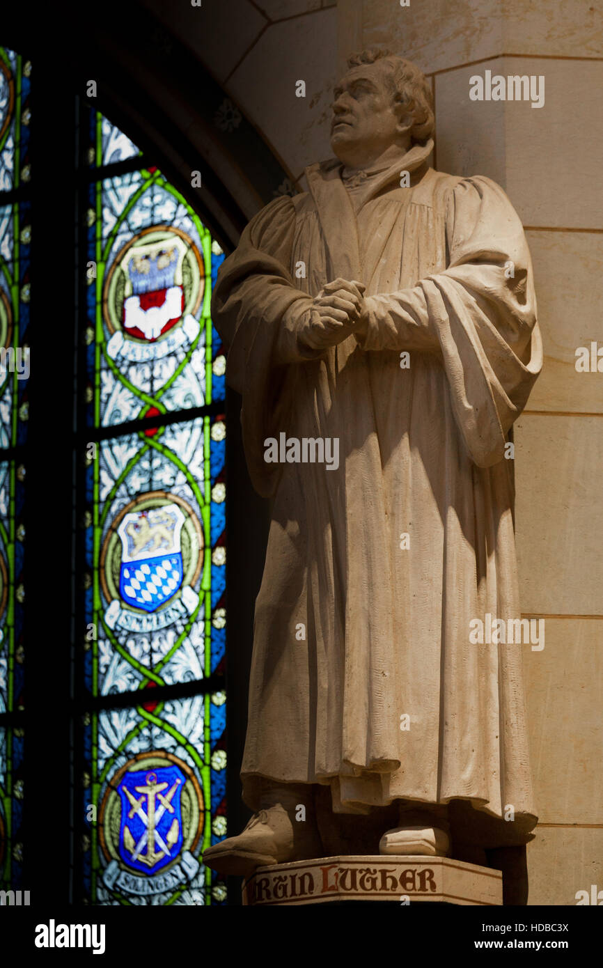 Statue Of Martin Luther In The Schlosskirche In Wittenberg Stock Photo statue-of-martin-luther-in-the-schlosskirche-in-wittenberg-stock-photo