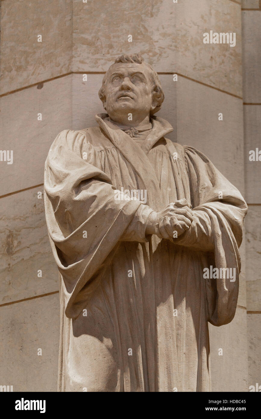 Statue of Martin Luther in the Schlosskirche in Wittenberg Stock Photo ...