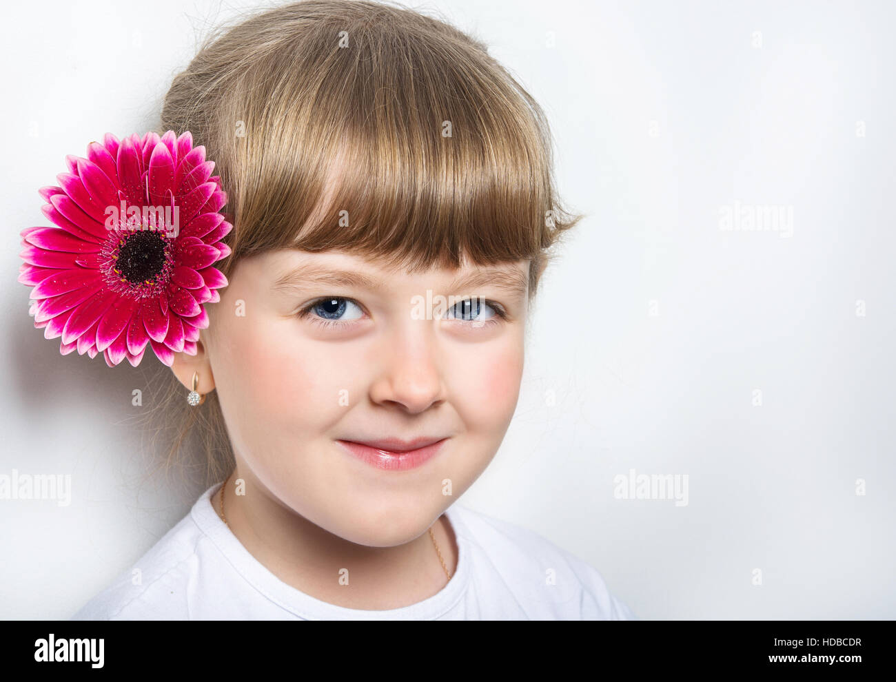 little girl with gerberoy Stock Photo