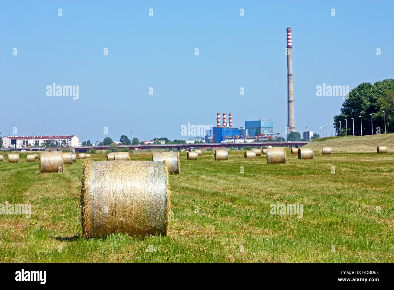 Nature and industry in a hot, summer day Stock Photo