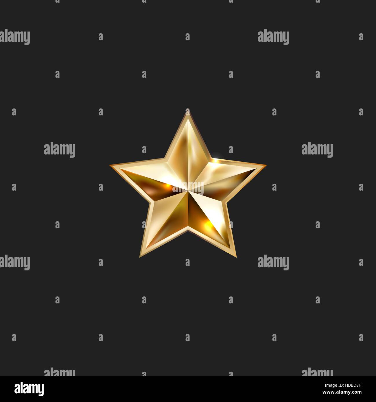 hand drawing gold star with five rays elegant element isolated o Stock ...