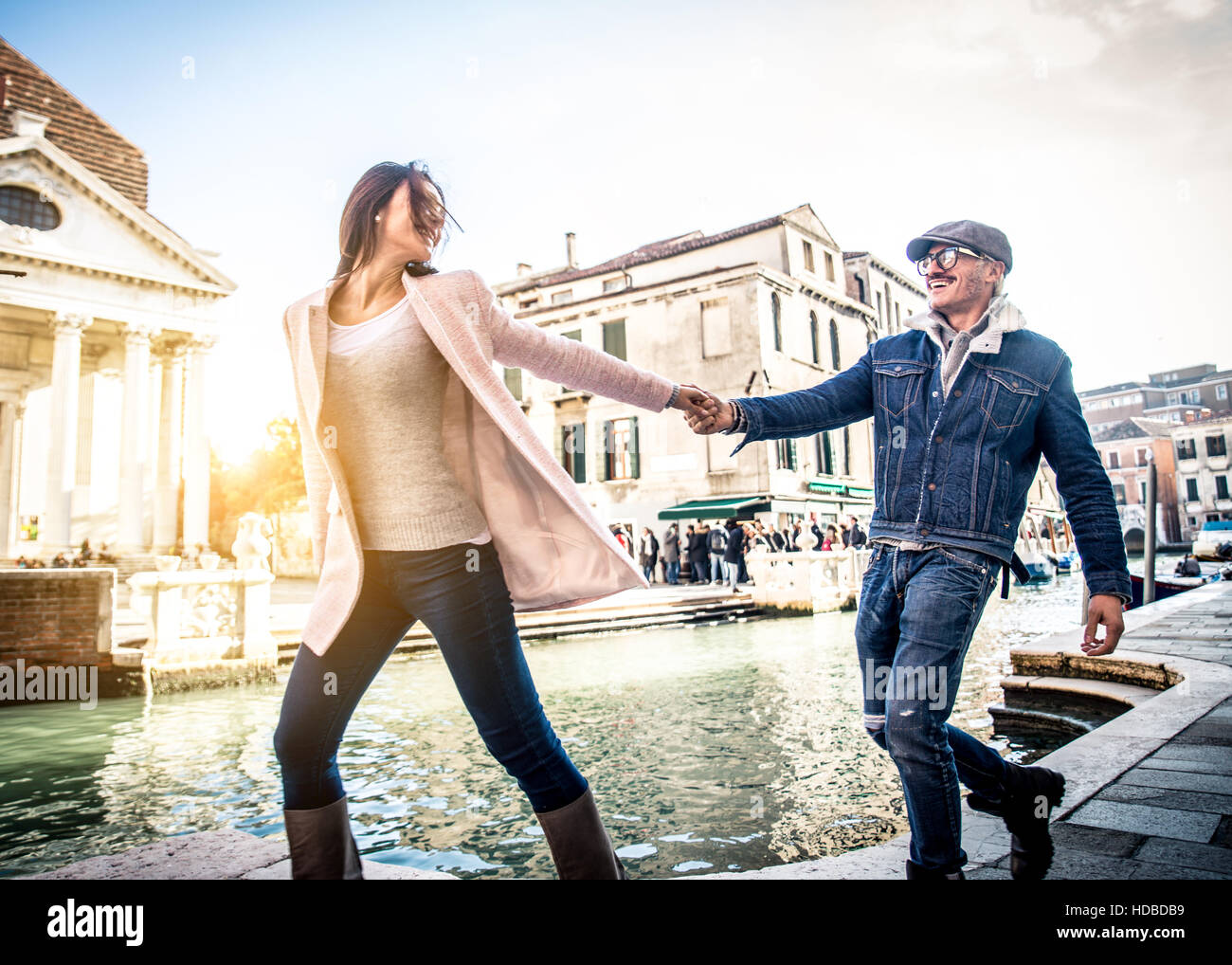 Beautiful couple in Venice, Italy Lovers on a romantic date and