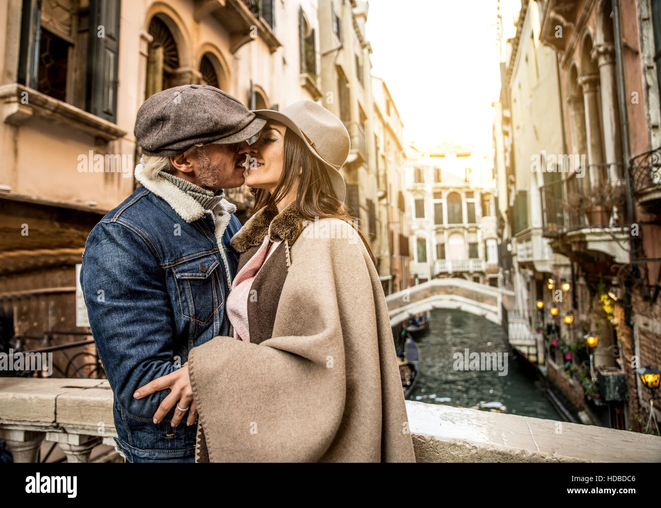 Beautiful couple in Venice, Italy Lovers on a romantic date and