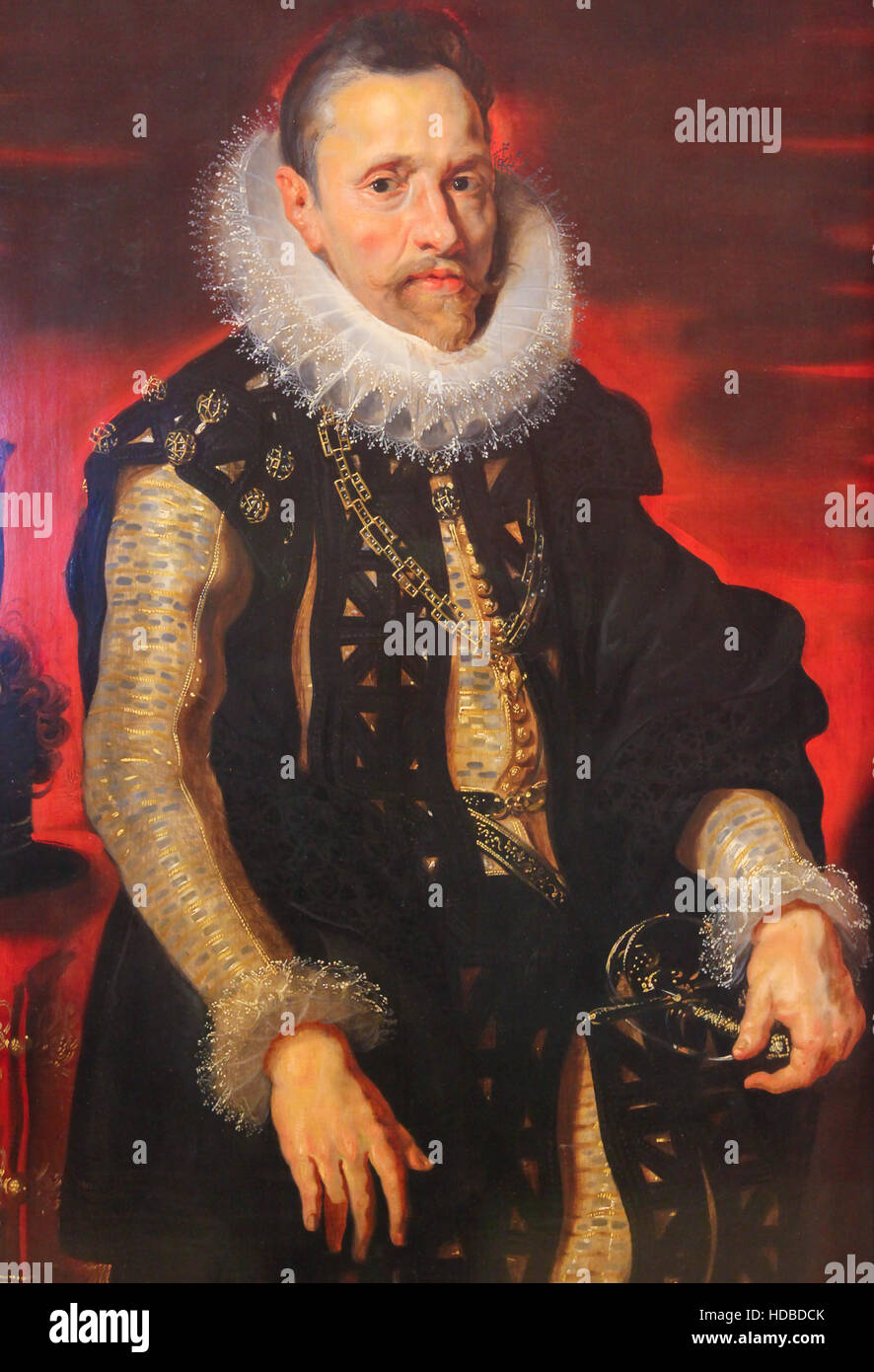 Portrait of Albert VII (1559 - 1621), sovereign of the Habsburg Netherlands between 1598 and 1621, by Rubens. Stock Photo