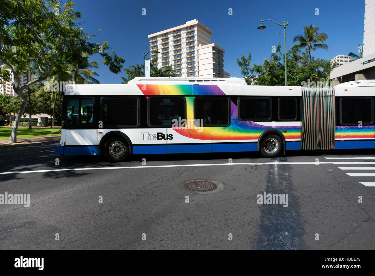 The Bus public transport Waikiki Honolulu Hawaii USA Stock Photo Alamy