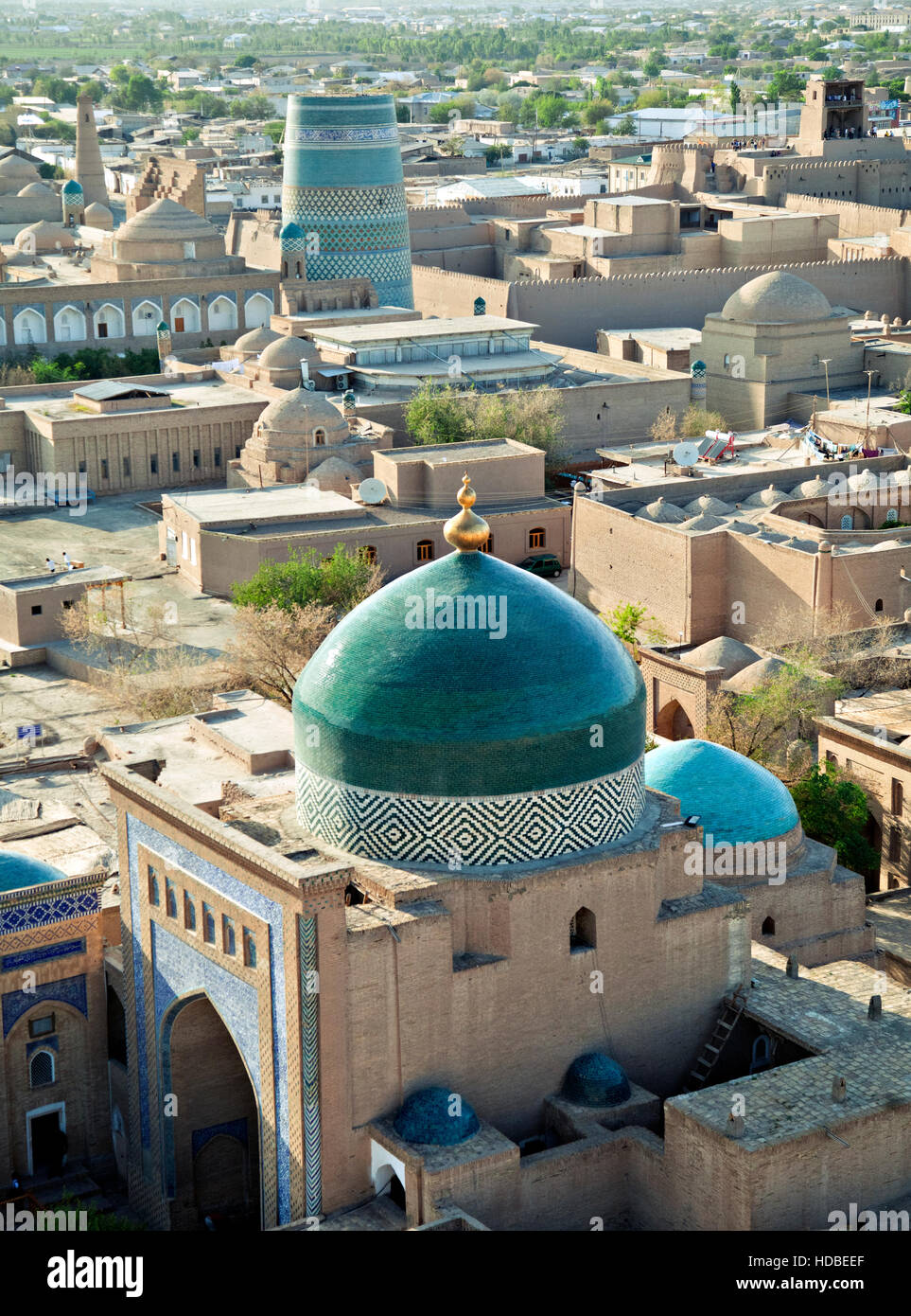 Aerial view of old town in Khiva, Uzbekistan, Central Asia Stock Photo