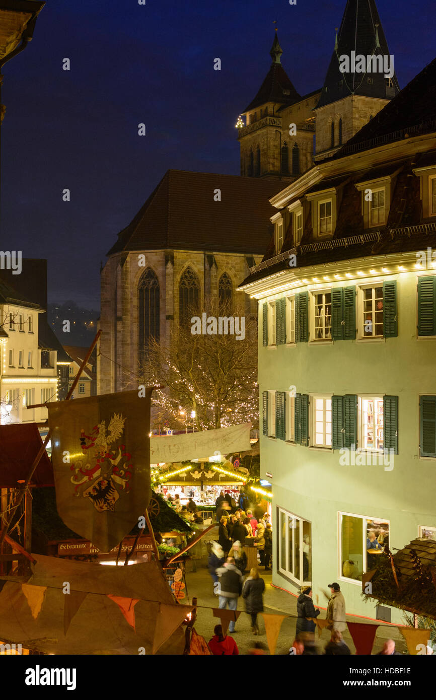Esslingen am Neckar Christmas market, market square, church St. Dionys