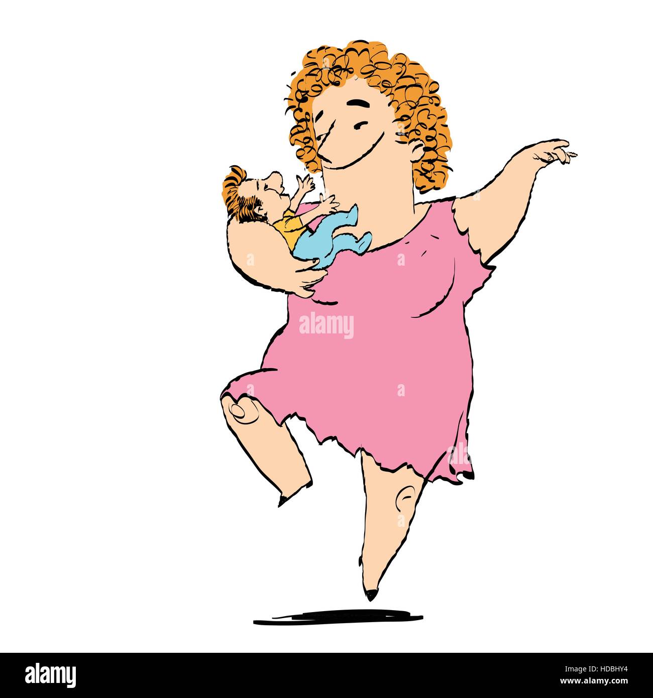 Woman and child dancing Stock Vector