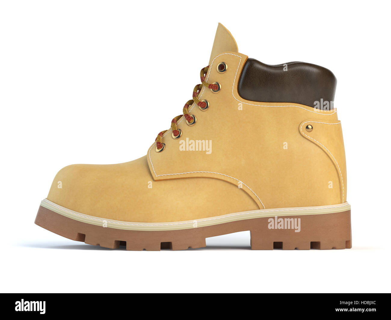 Yellow boot isolated on white background. 3d illustration Stock Photo