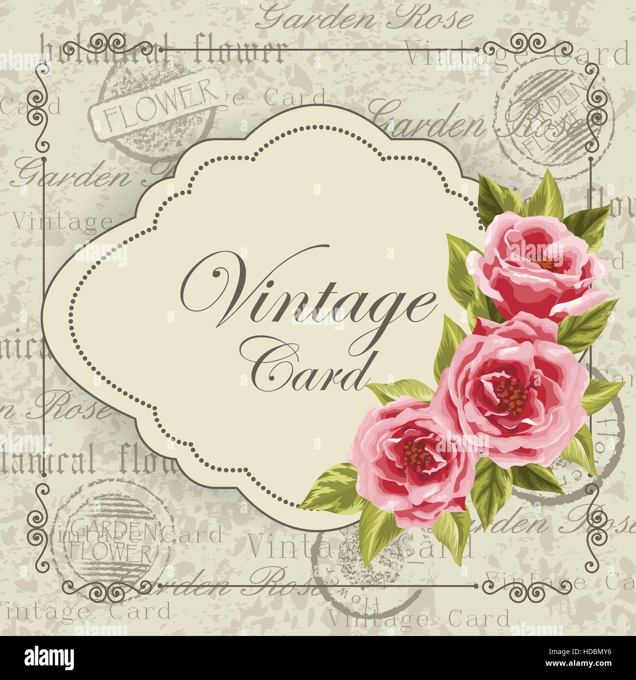 Vintage card with flowers Stock Vector Image & Art - Alamy