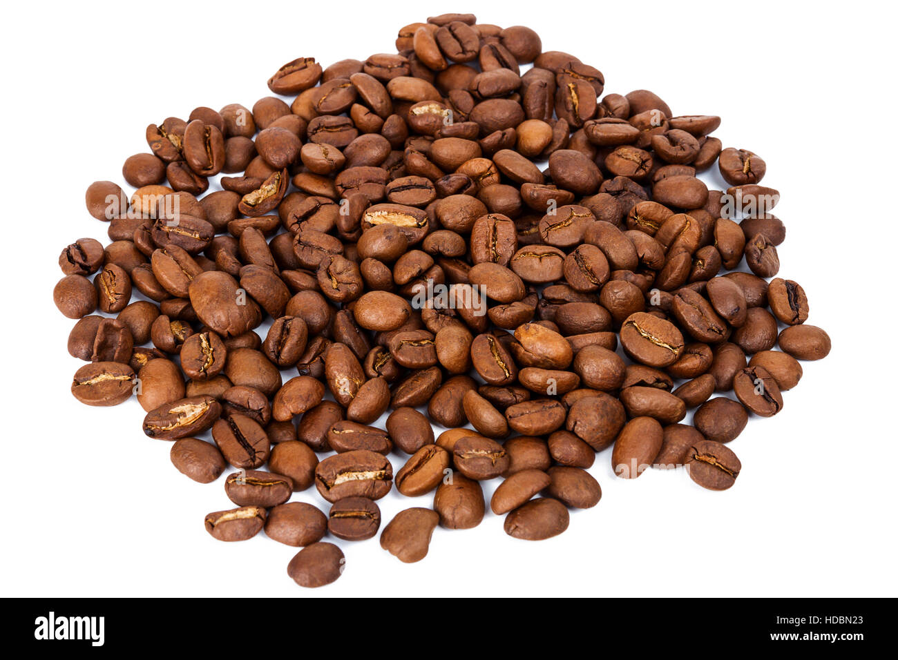 Pile of roasted coffee beans isolated in white background Stock Photo ...