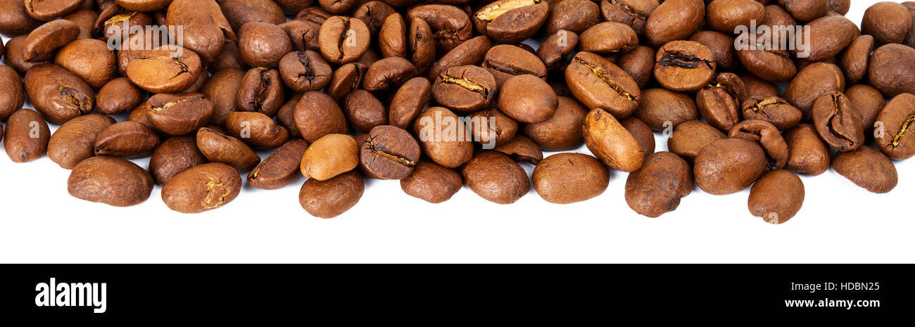 Pile of roasted coffee beans isolated in white background Stock Photo ...
