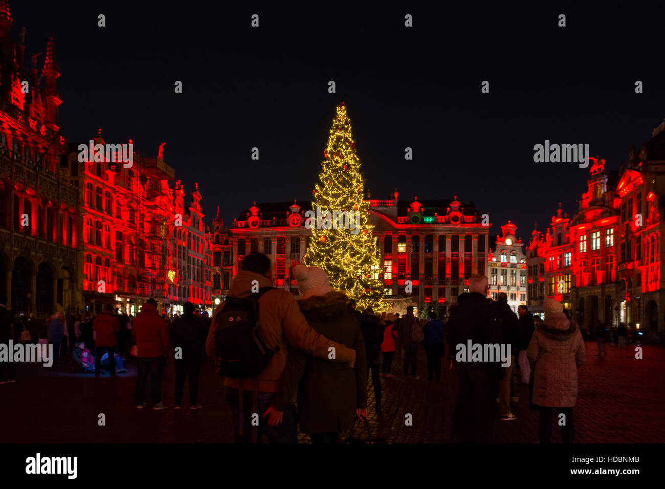 Grand Place Brussels christmas tree and lights Stock Photo Alamy