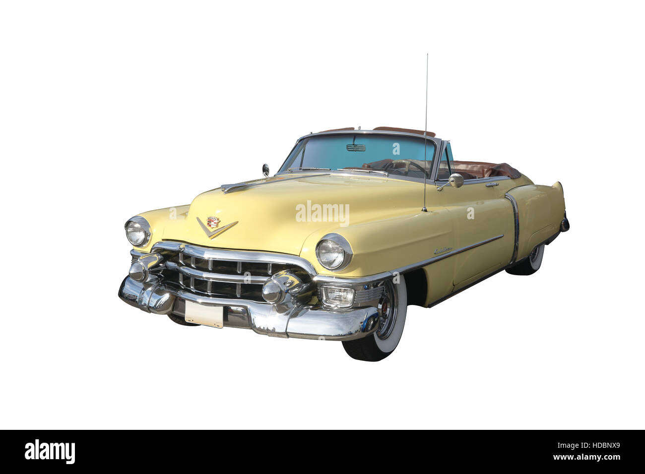 Auto- 1953 Chevrolet Cadillac.  Convertible. Yellow. Stock Photo