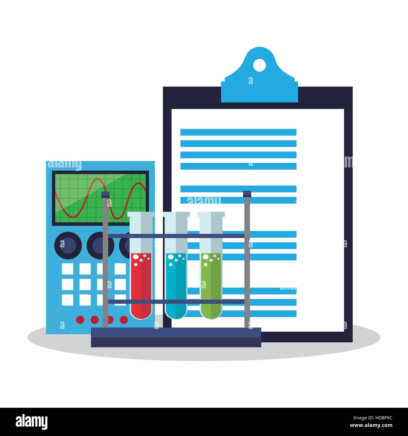 Colorful checklist calculator and laboratory design Stock Vector Image
