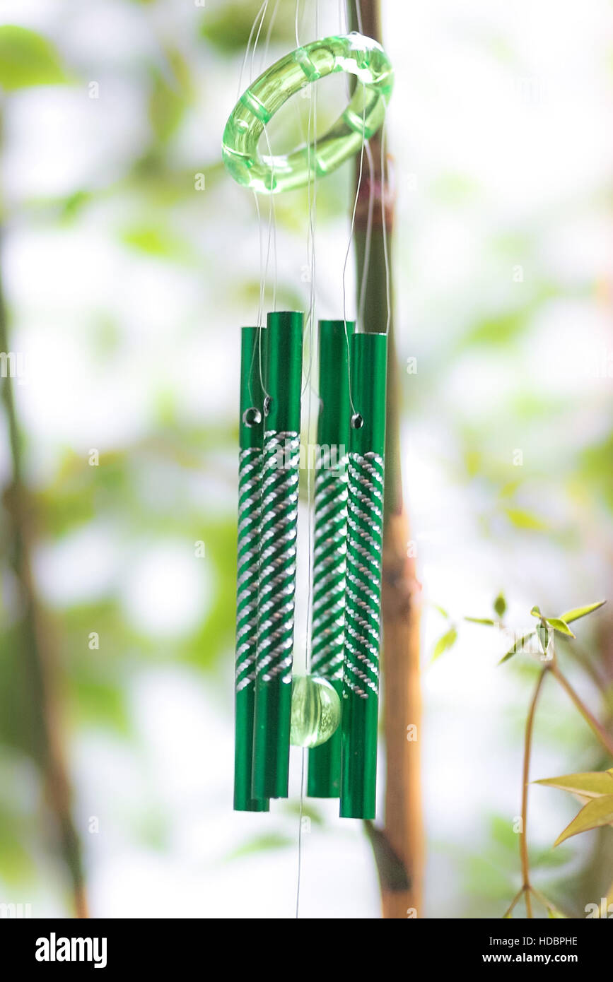 Green Wind Chimes Stock Photo Alamy
