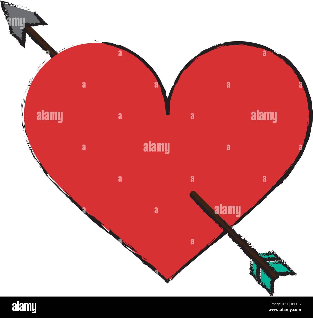 cartoon red heart with arrow love symbol Stock Vector Image & Art - Alamy