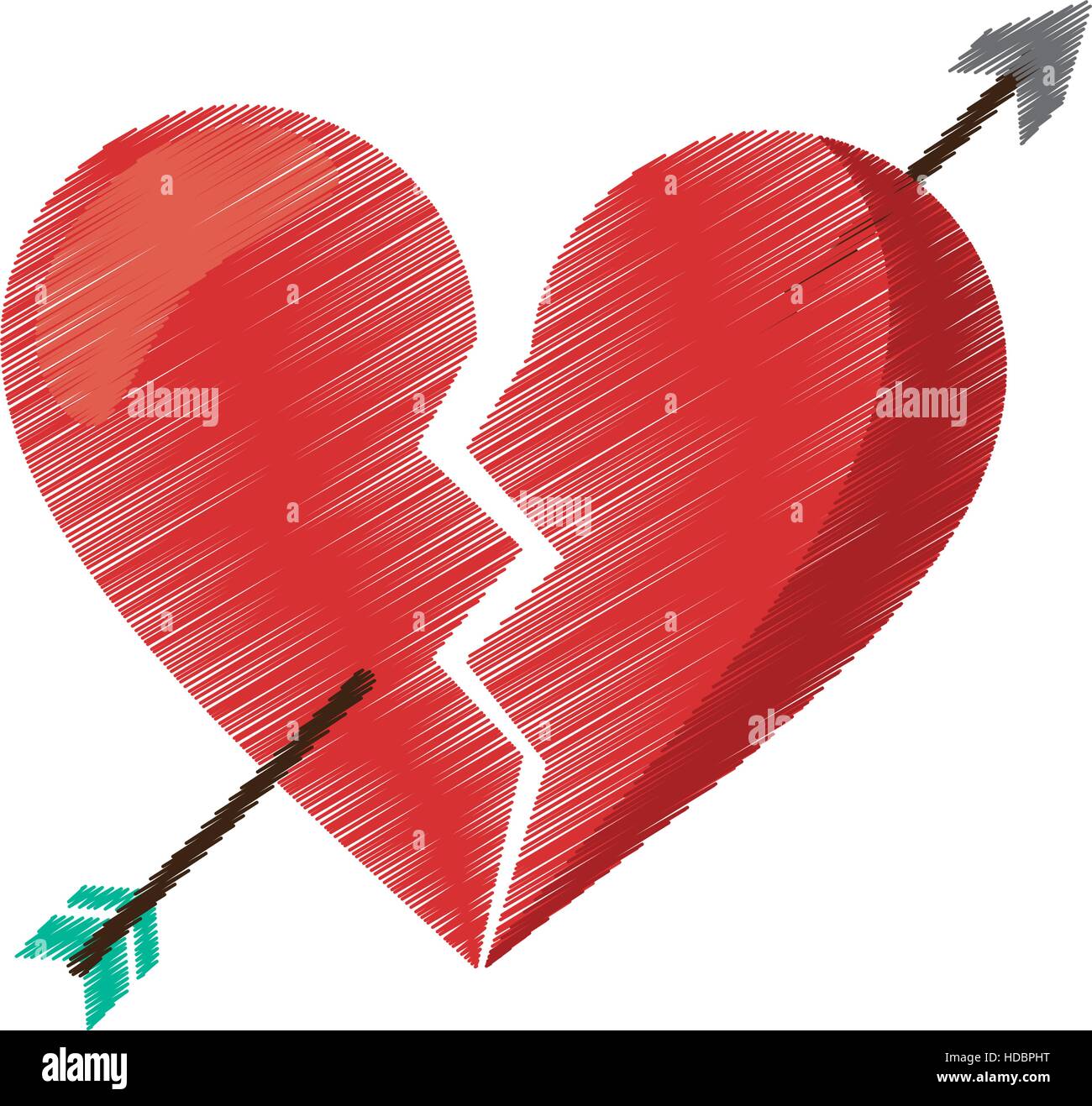 drawing red heart broken sad separation Stock Vector Image & Art ...
