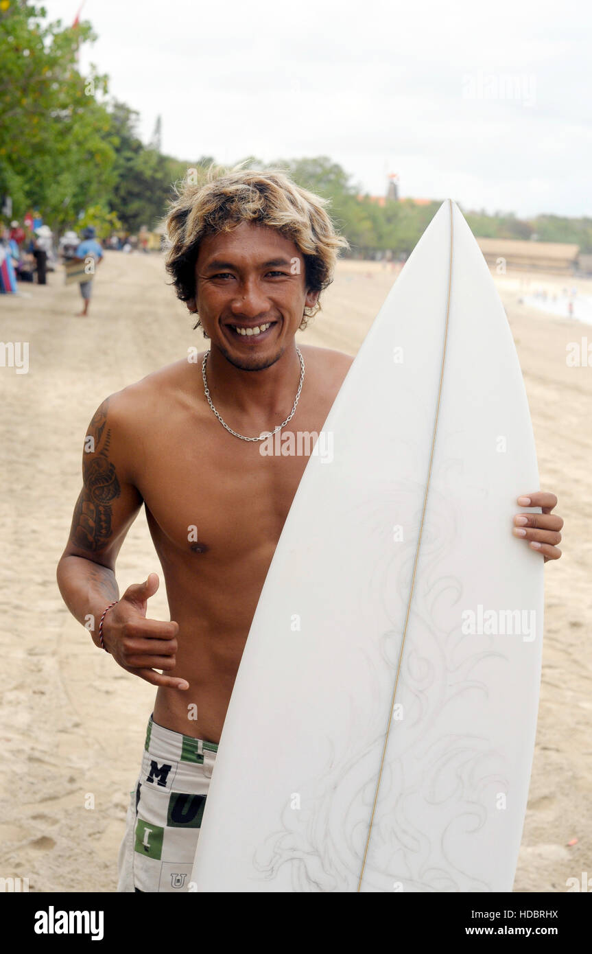 A local Balinese surf instructor, Kuta Beach, Bali, Indonesia, South